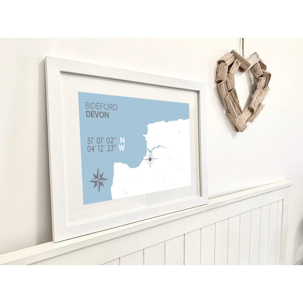 Bideford Map Travel Print- Coastal Wall Art /Poster-SeaKisses