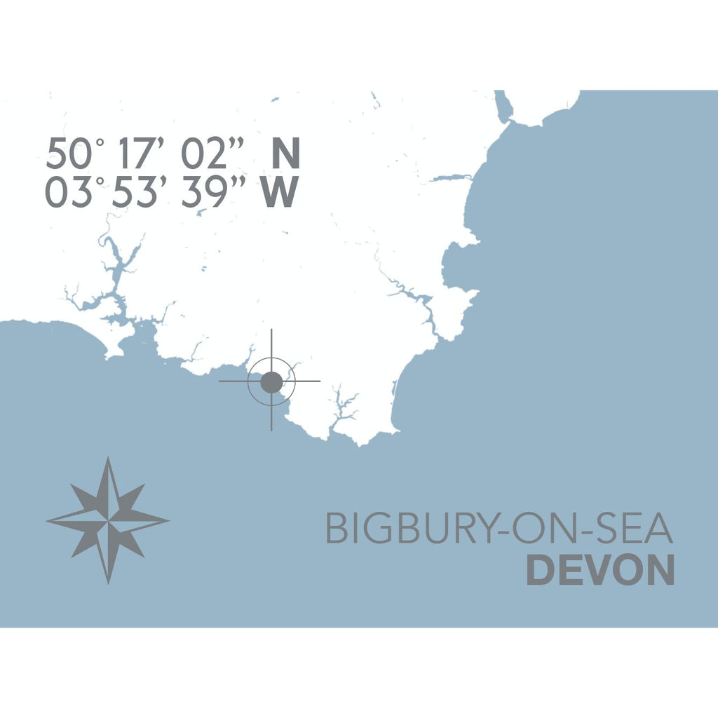 Bigbury-on-Sea Map Travel Print- Coastal Wall Art /Poster-SeaKisses