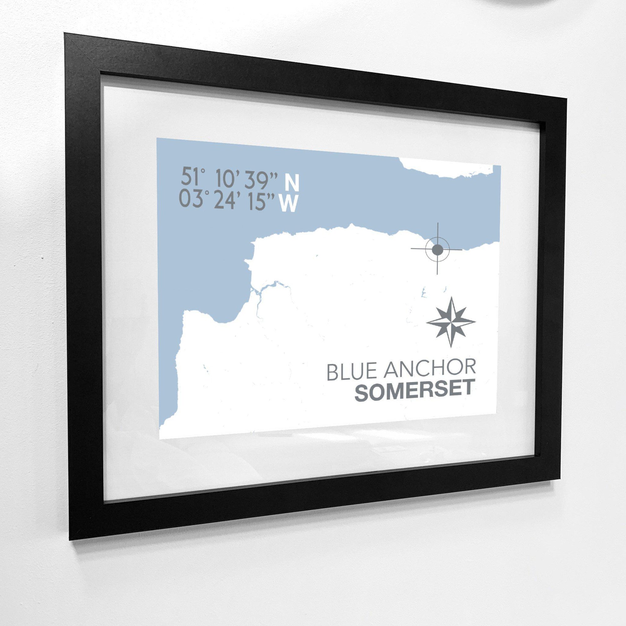 Blue Anchor Coastal Map Print-SeaKisses