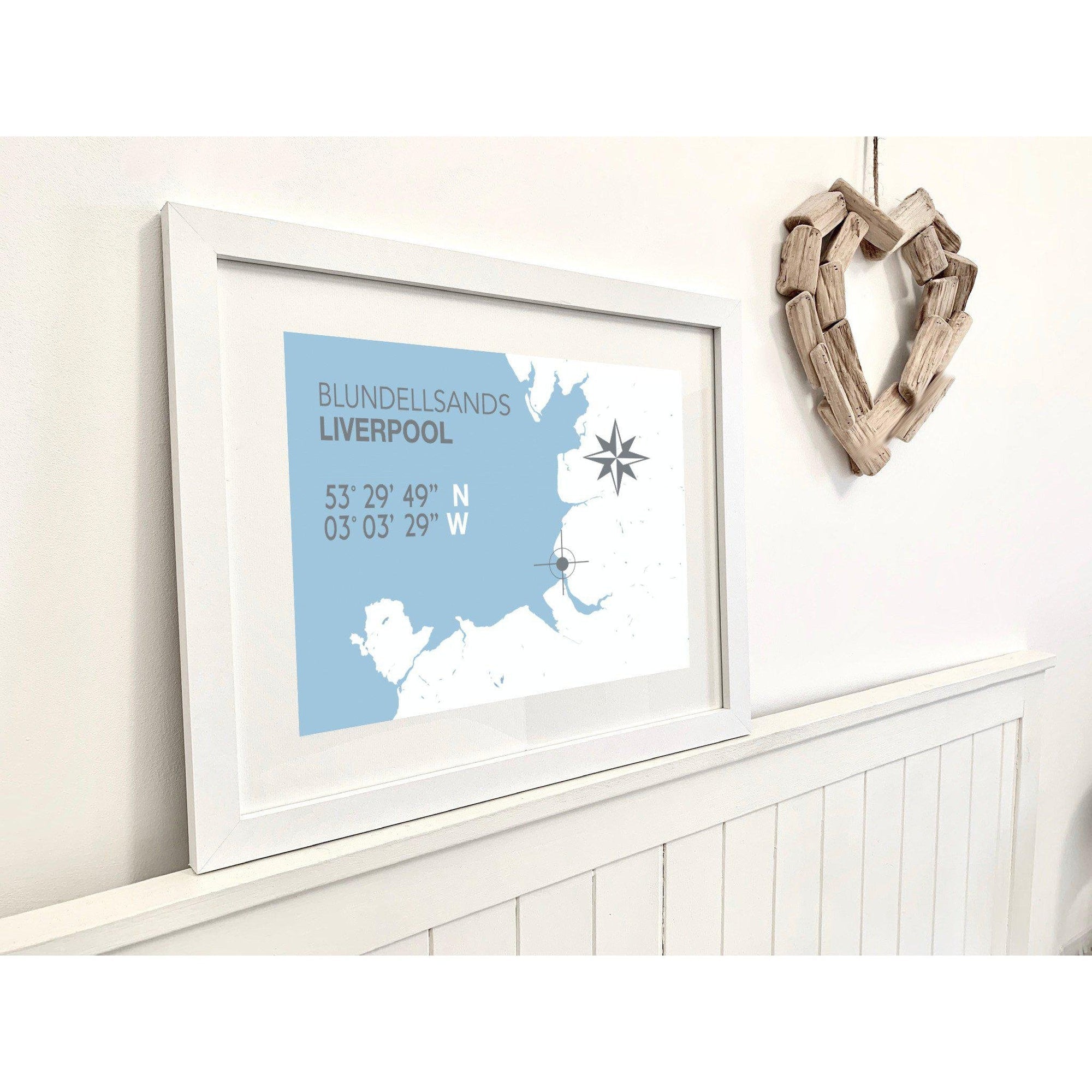 Blundellsands Coastal Map Print-SeaKisses