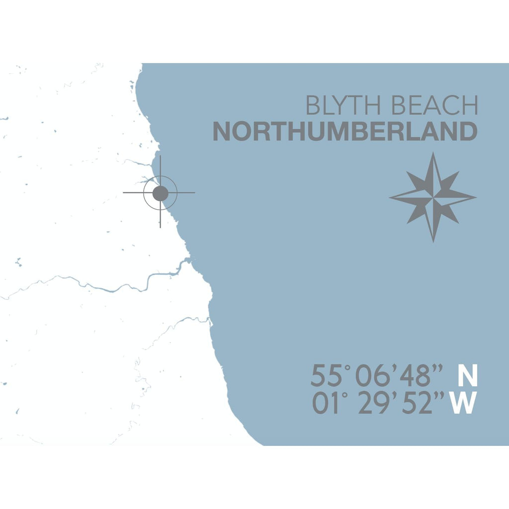 Blyth Beach Map Travel Print- Coastal Wall Art /Poster-SeaKisses