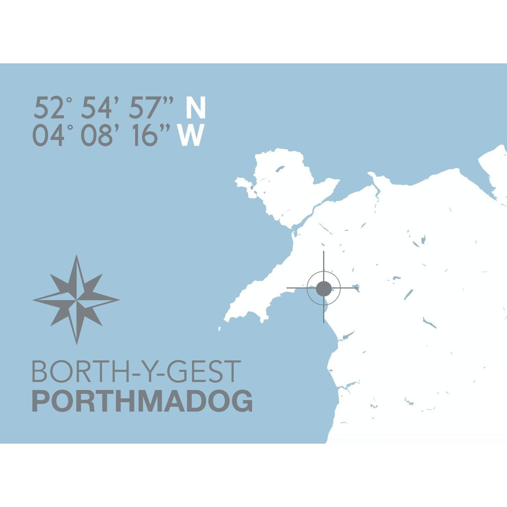 Borth-y-Gest Coastal Map Print-SeaKisses