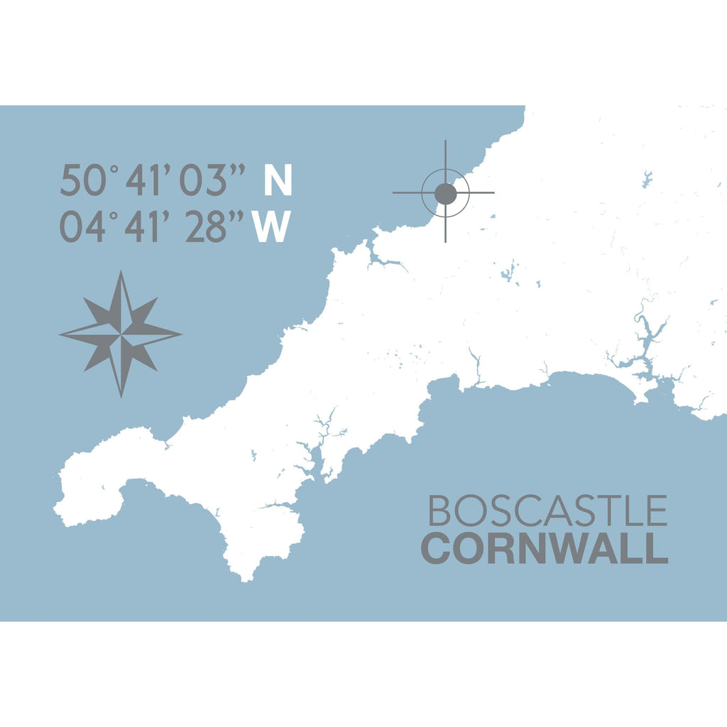 Boscastle Map Travel Print- Coastal Wall Art /Poster-SeaKisses