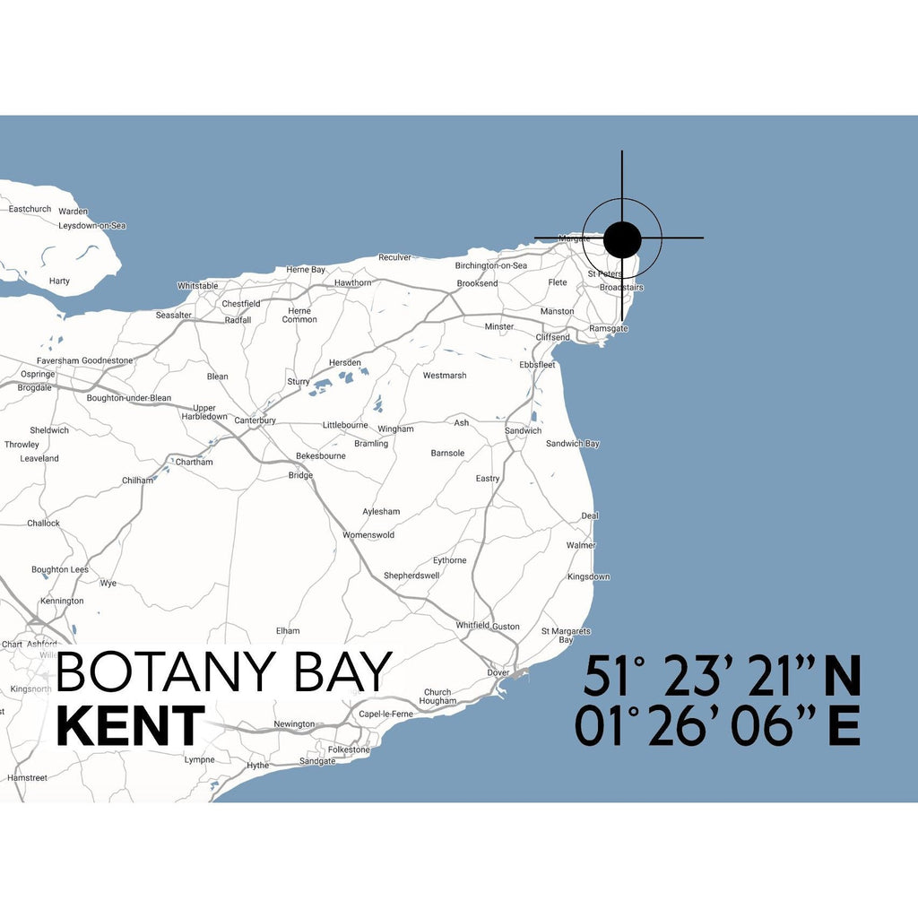 Botany Bay Landmark Map Print - Coastal Wall Art by SeaKisses