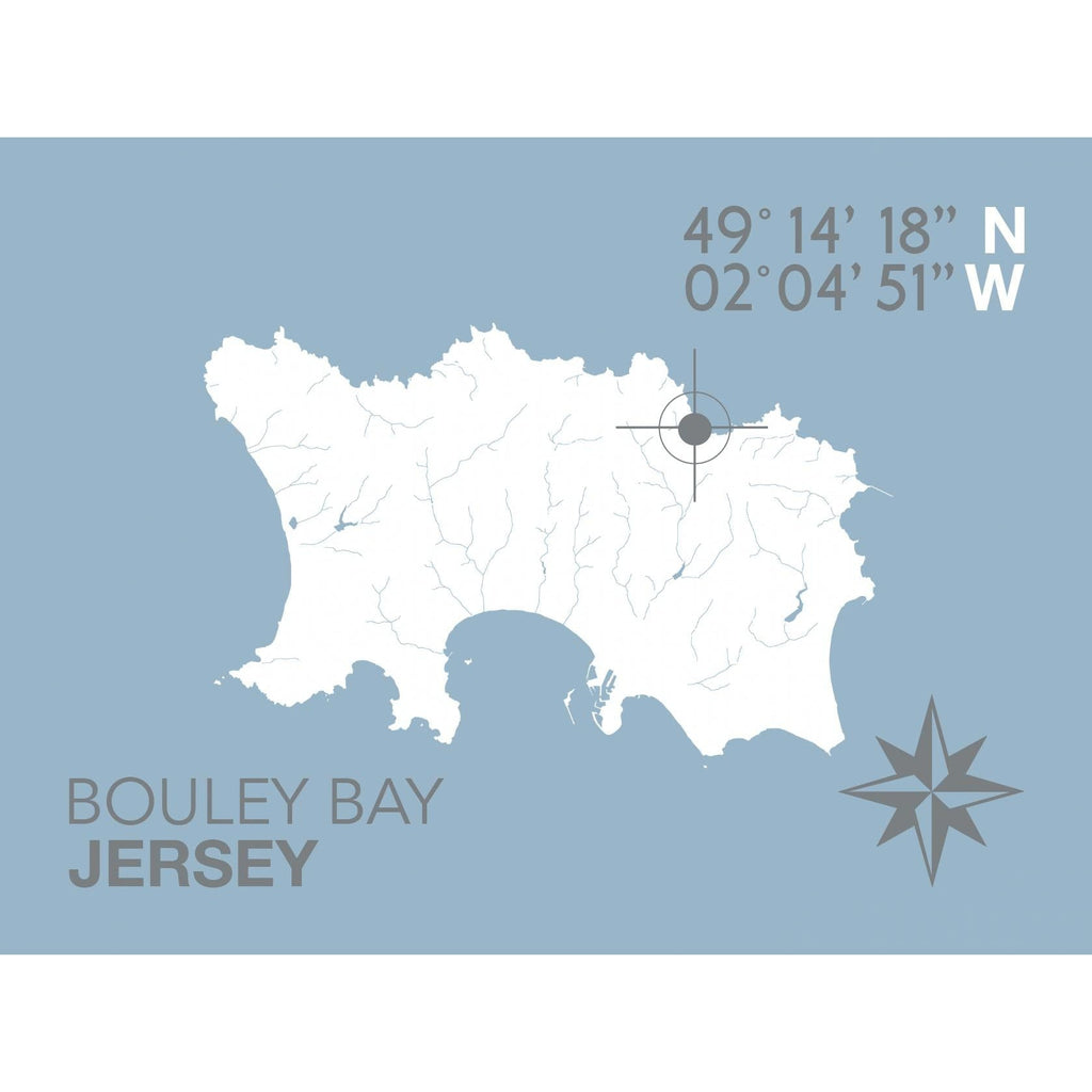 Bouley Bay Map Travel Print- Coastal Wall Art /Poster-SeaKisses