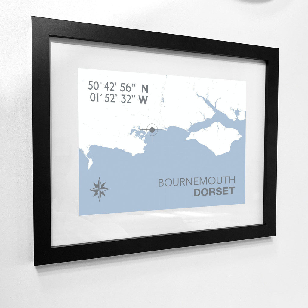 Bournemouth Map Travel Print- Coastal Wall Art /Poster-SeaKisses