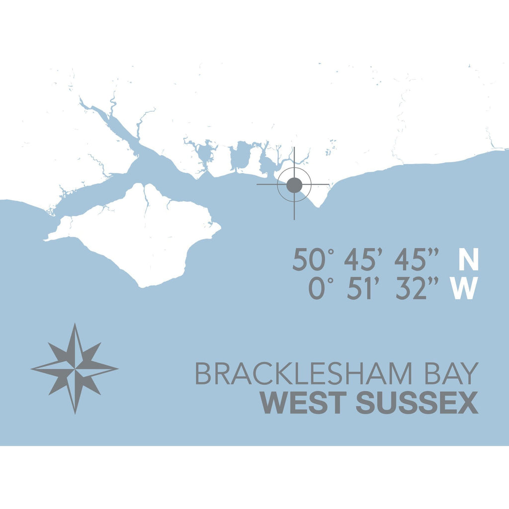 Bracklesham Bay Map Travel Print- Coastal Wall Art /Poster-SeaKisses