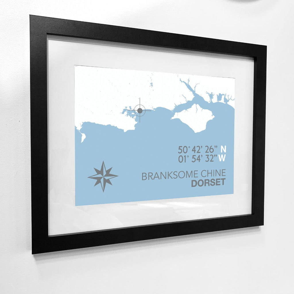 Branksome Chine Map Travel Print- Coastal Wall Art /Poster-SeaKisses