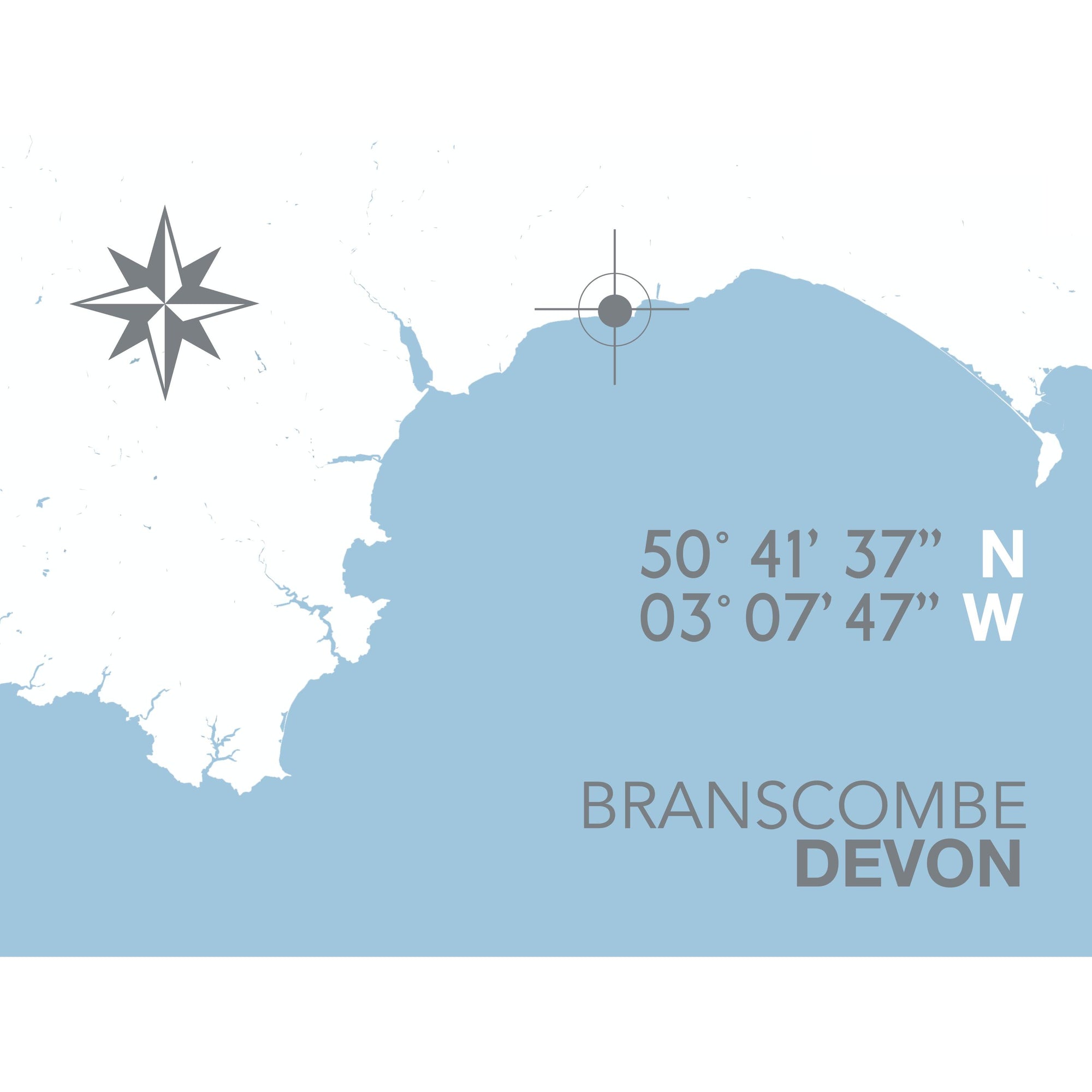 Branscombe Coastal Map Print-SeaKisses