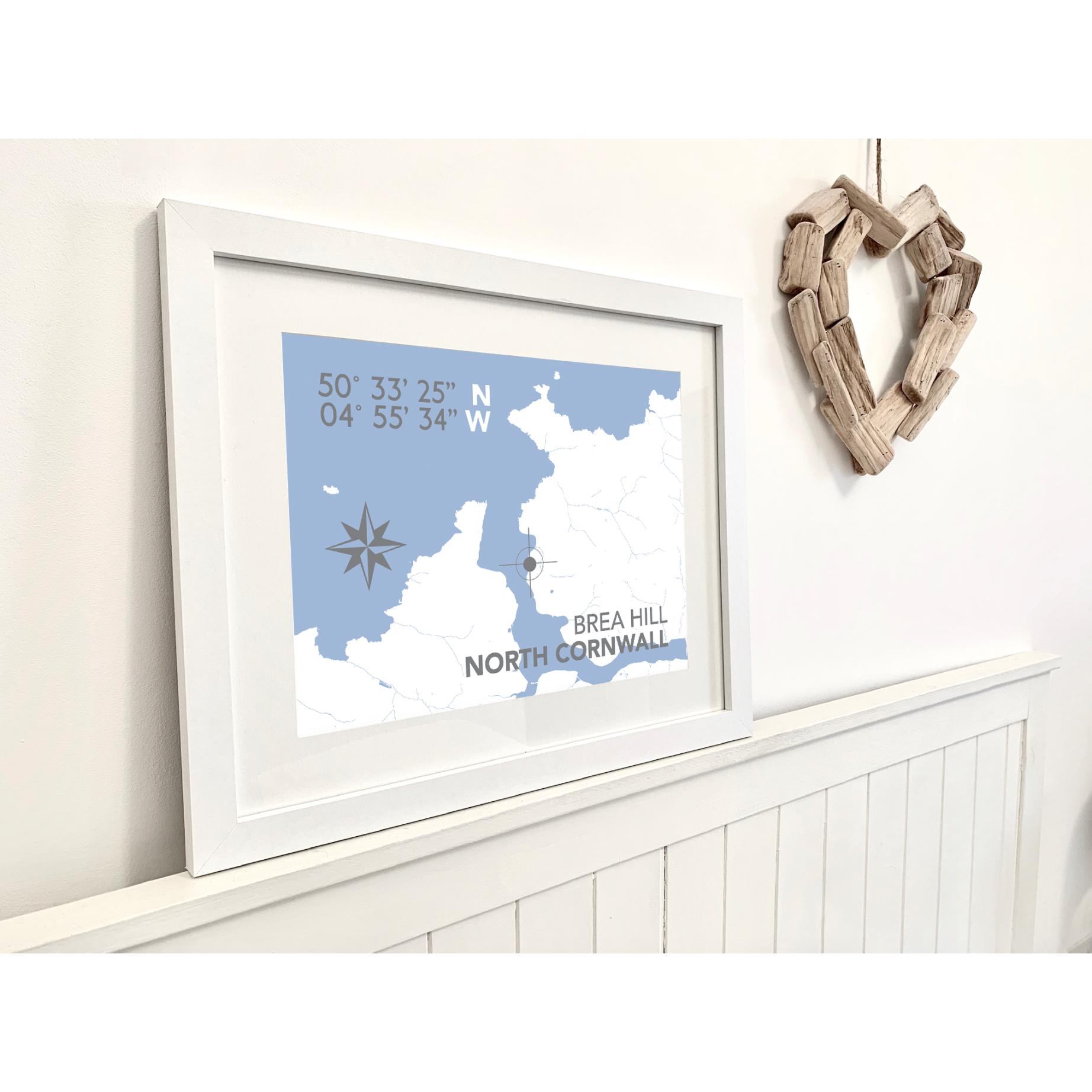 Brea Hill Coastal Map Print-SeaKisses