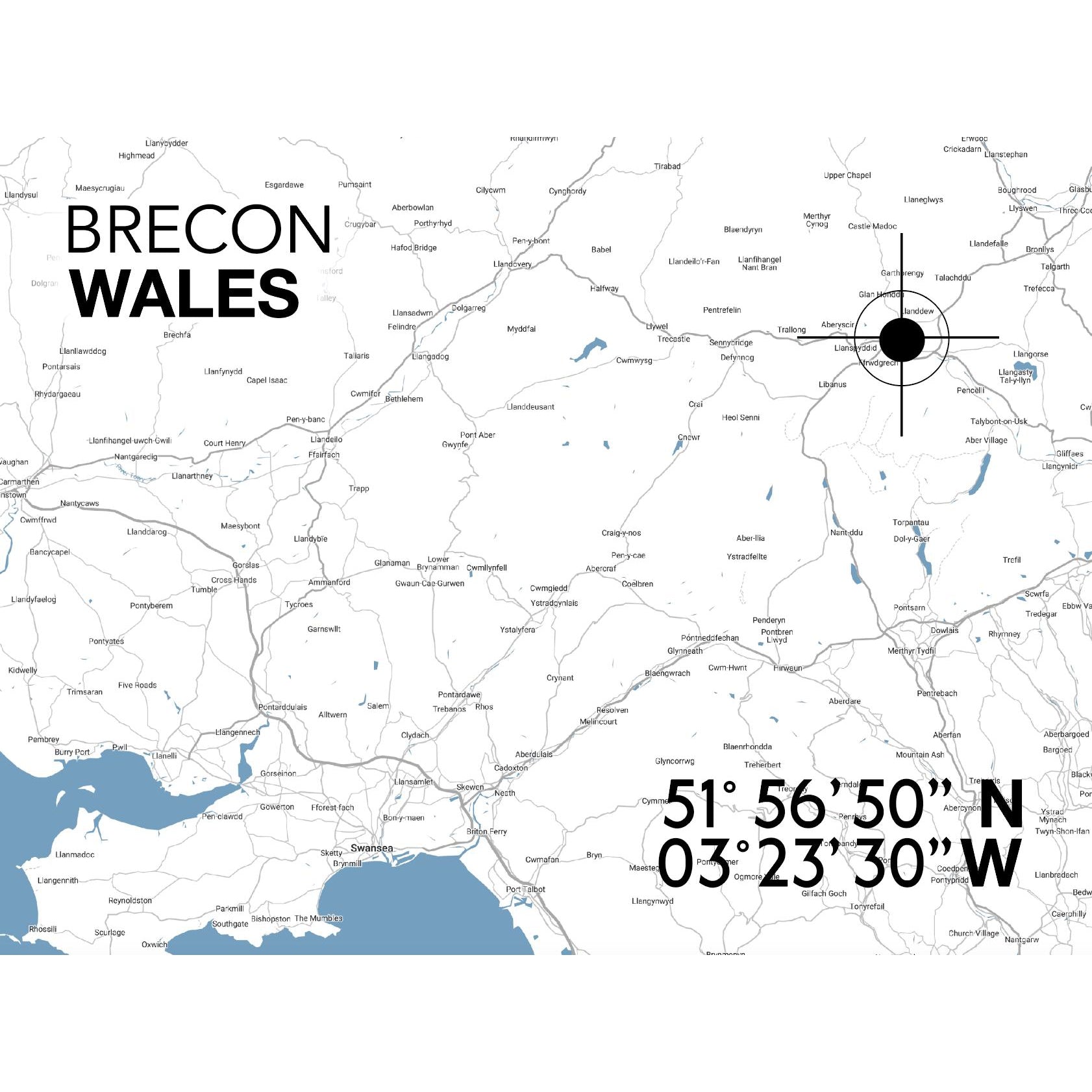 Brecon Landmark Map Seaside Print - Coastal Wall Art – SeaKisses