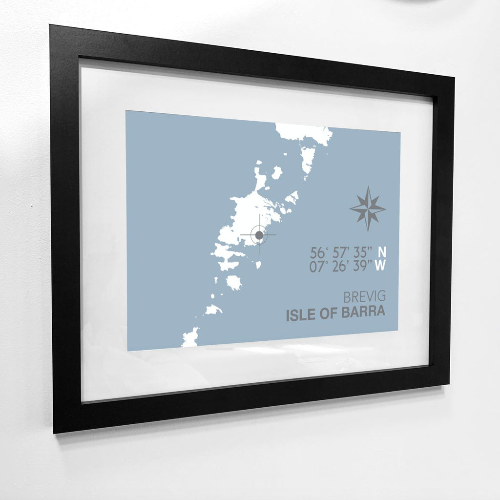 Brevig, Isle of Barra, Map Travel Print- Coastal Wall Art /Poster-SeaKisses