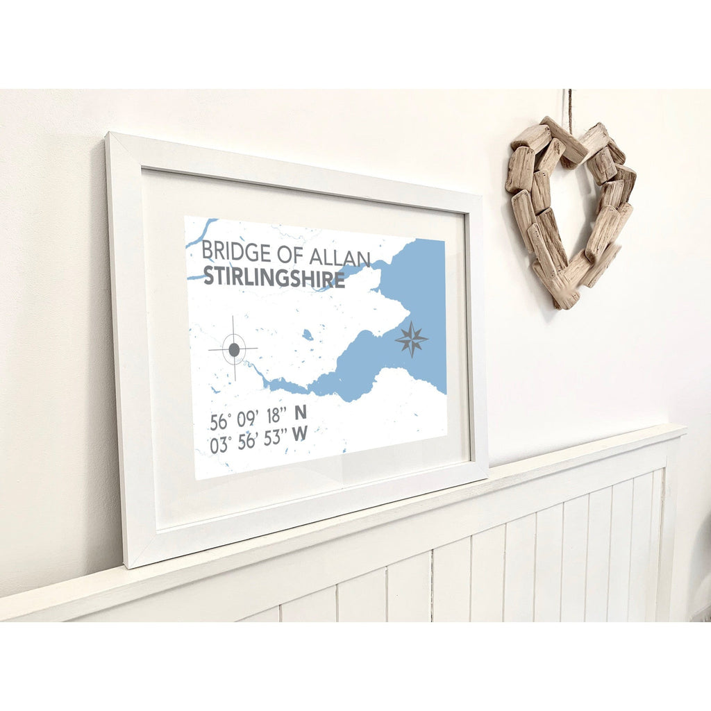 Bridge of Allan Map Travel Print- Coastal Wall Art /Poster-SeaKisses