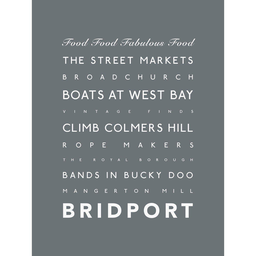Bridport Typographic Travel Print- Coastal Wall Art /Poster-SeaKisses