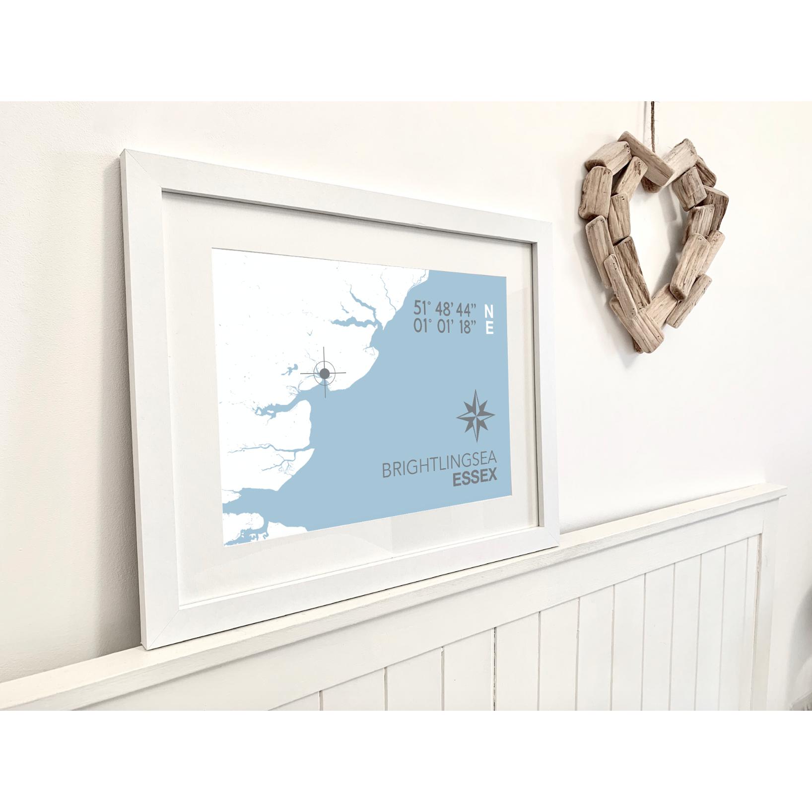 Brightlingsea Coastal Map Print-SeaKisses