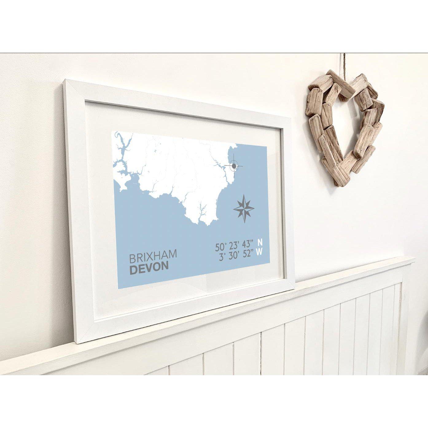 Brixham Coastal Map Print-SeaKisses