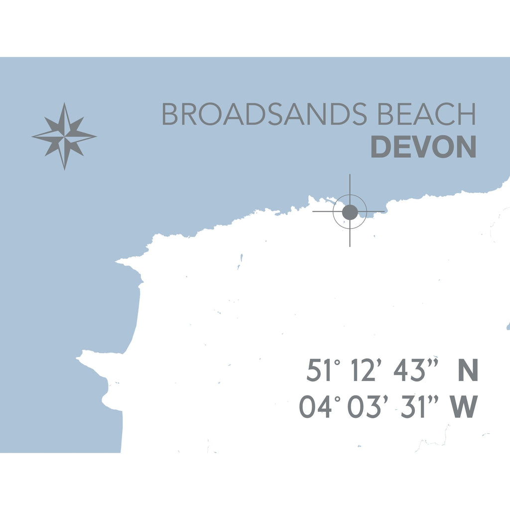 Broadsands Beach Coastal Map Print-SeaKisses