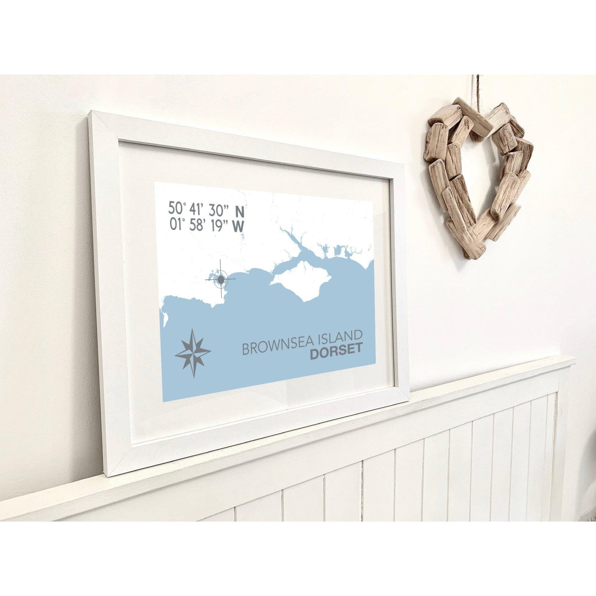 Brownsea Island Coastal Map Print-SeaKisses