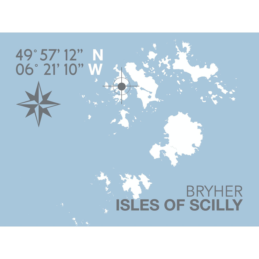 Bryher, Isles of Scilly Coastal Map Print-SeaKisses