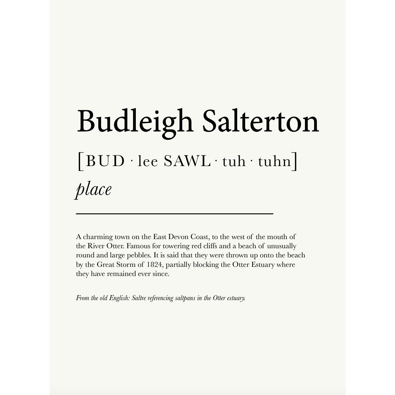 Budleigh Salterton Definition Typographic Print-SeaKisses