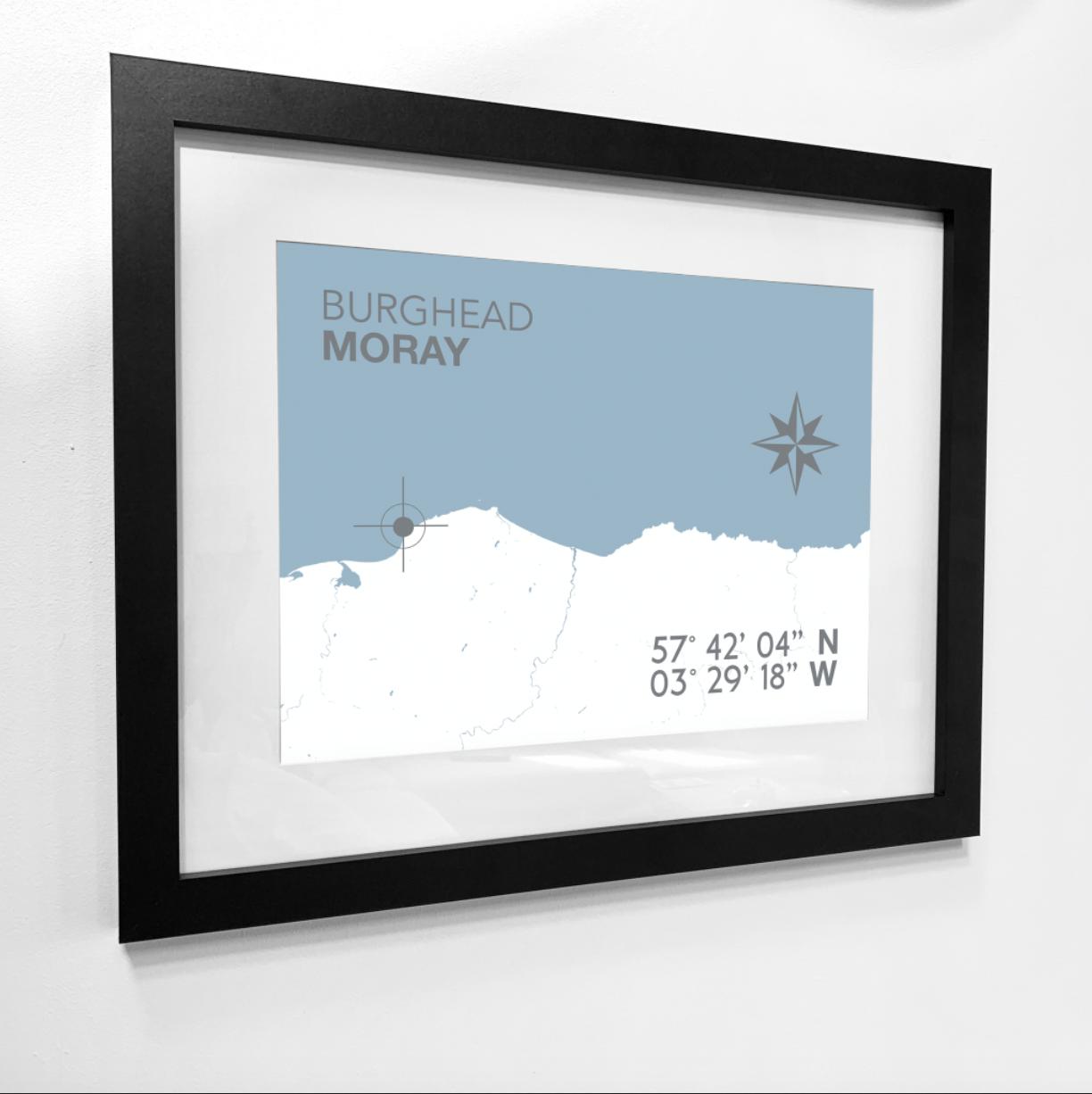 Burghead Coastal Map Print-SeaKisses