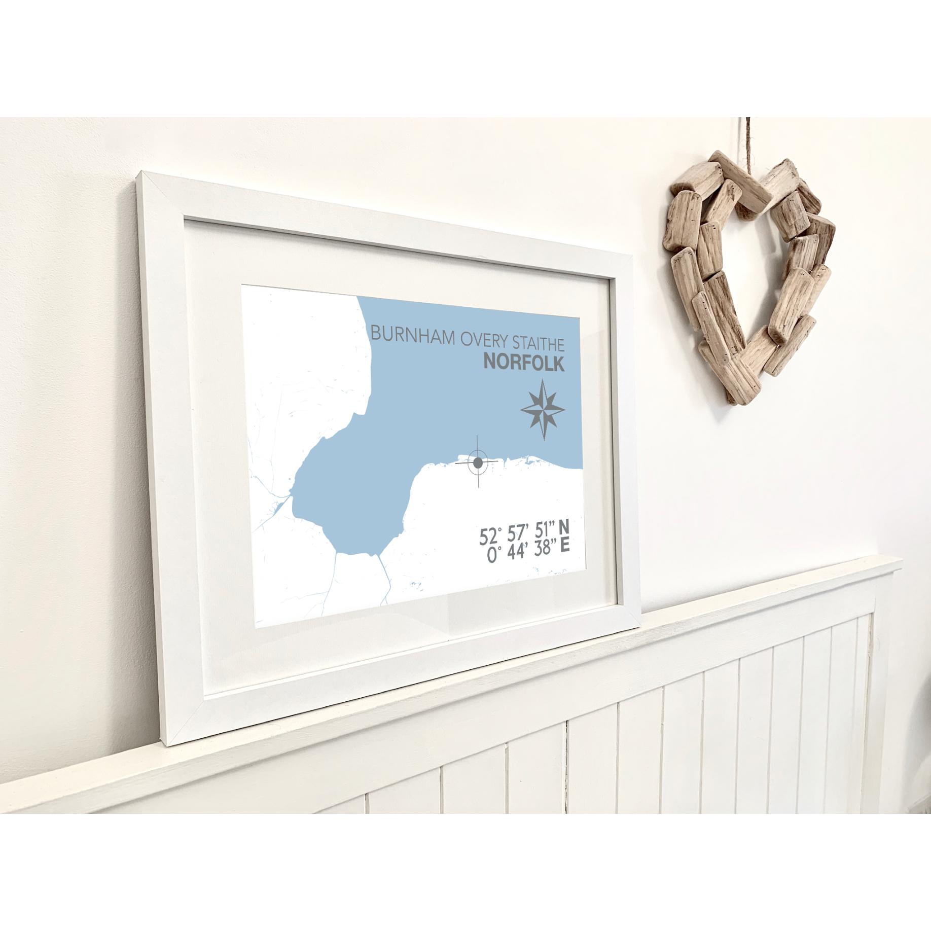 Burnham Overy Staithe Coastal Map Print-SeaKisses