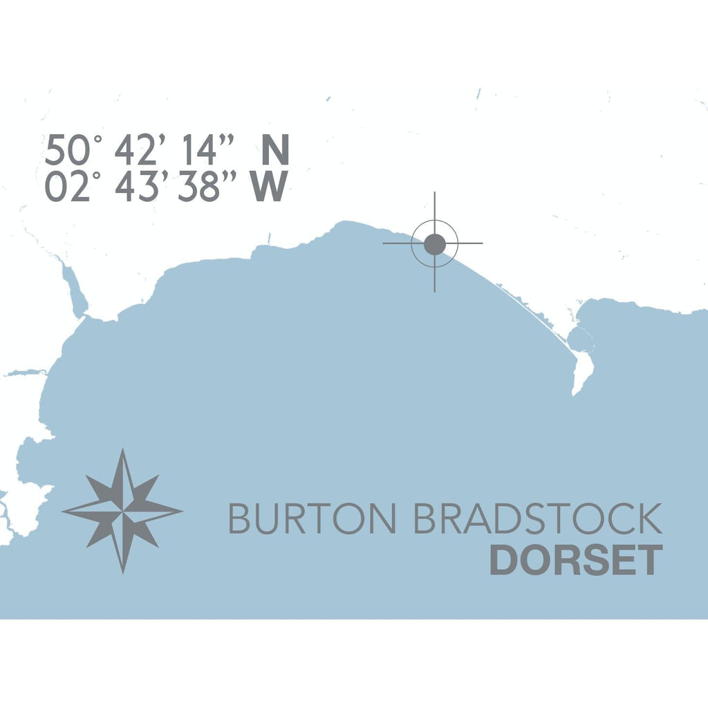 Burton Bradstock Map Travel Print- Coastal Wall Art /Poster-SeaKisses