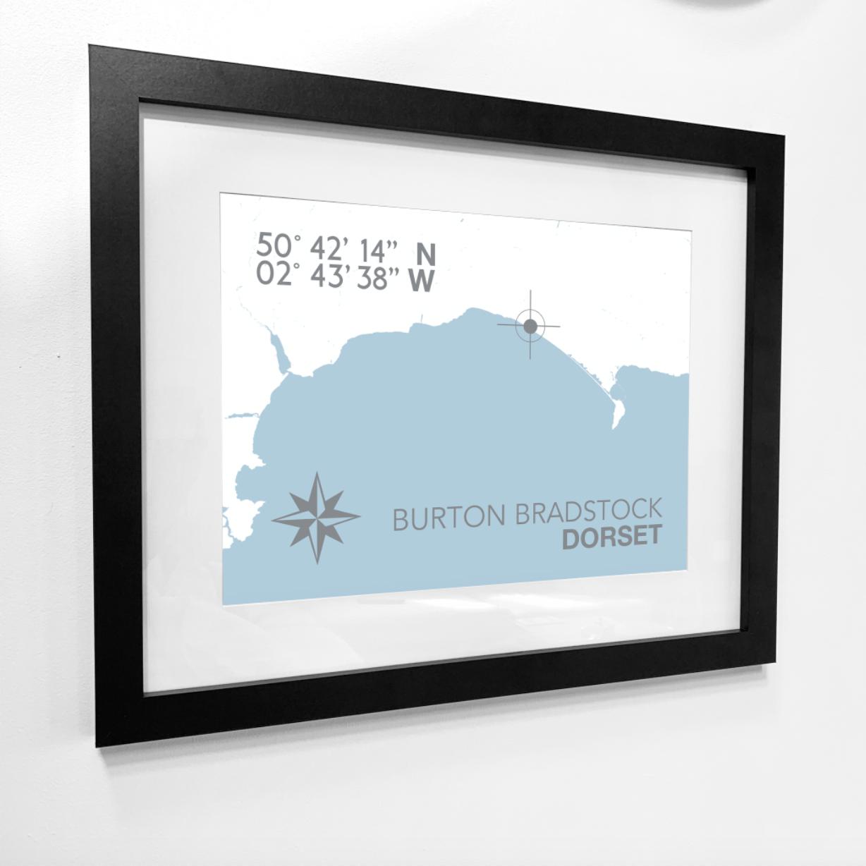 Burton Bradstock Coastal Map Print-SeaKisses