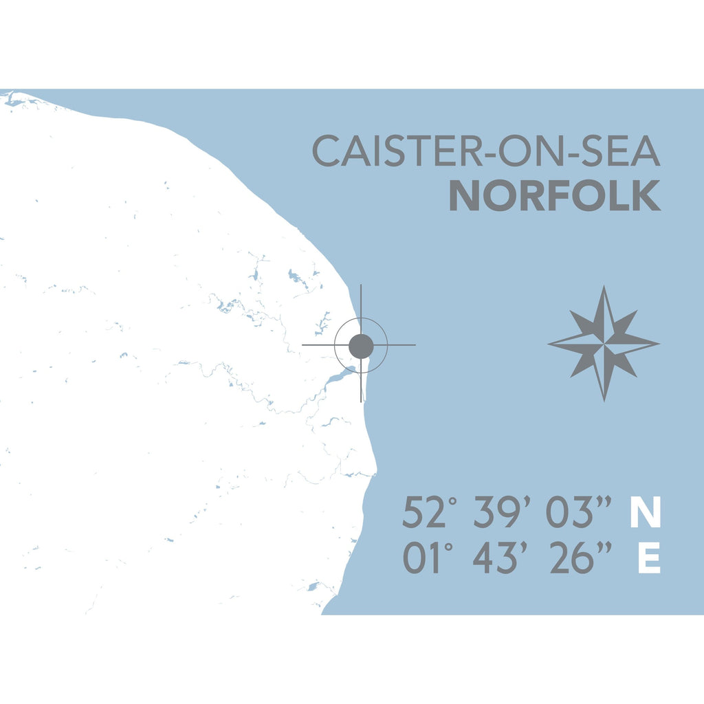 Caister-on Sea Map Travel Print- Coastal Wall Art /Poster-SeaKisses