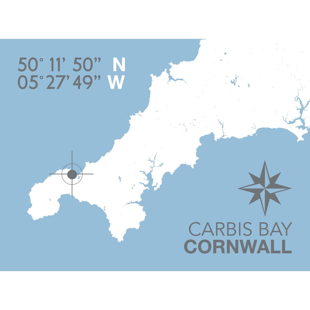 Carbis Bay Map Travel Print- Coastal Wall Art /Poster-SeaKisses