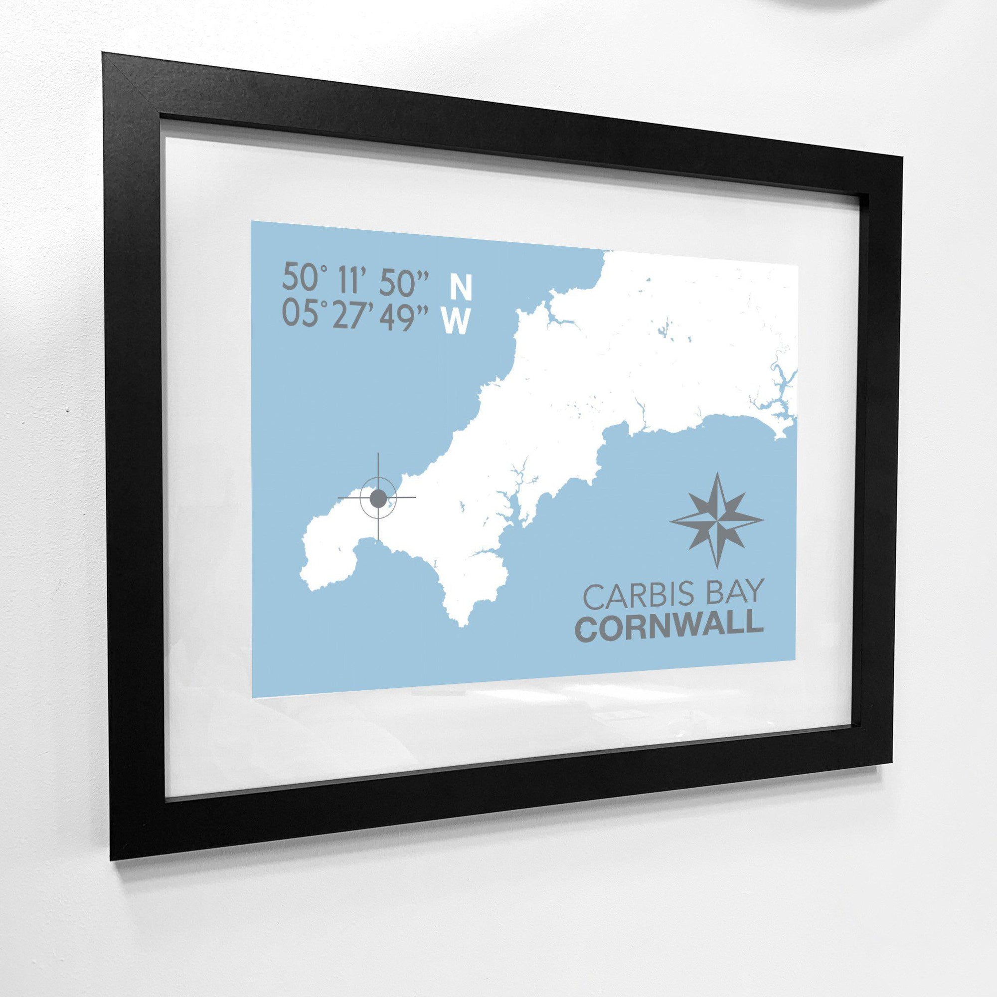 Carbis Bay Coastal Map Print-SeaKisses