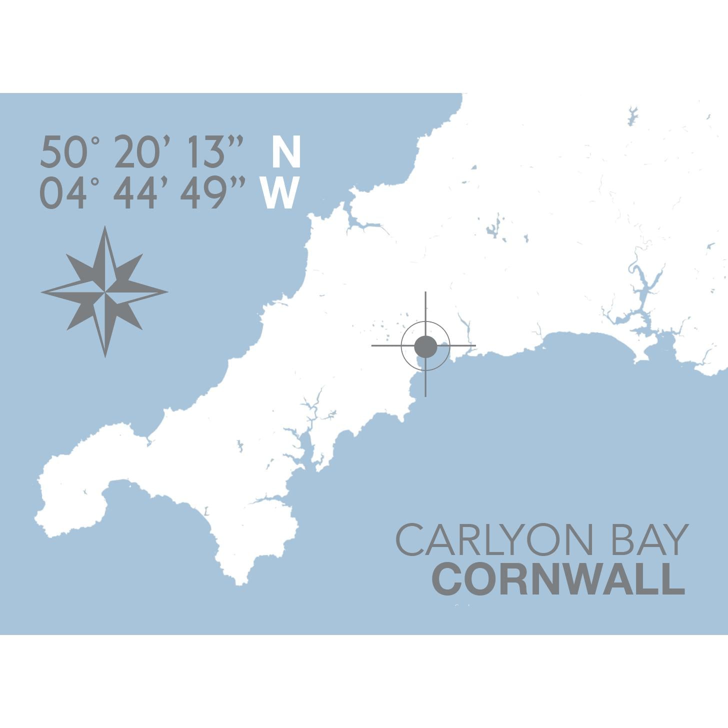 Carlyon Bay Coastal Map Print-SeaKisses