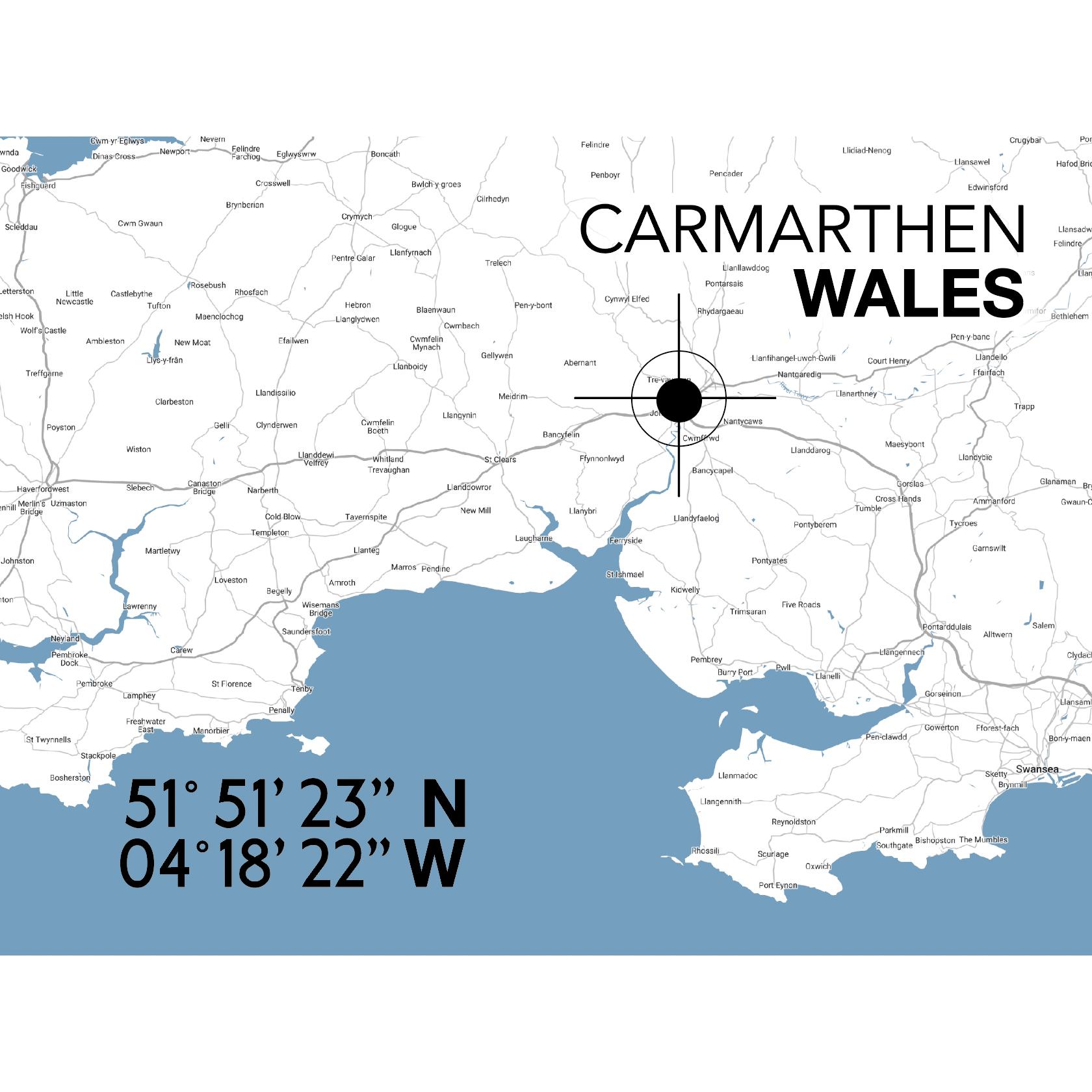Carhampton Map Carmarthen Landmark Map Travel Print - Coastal Wall Art – SeaKisses