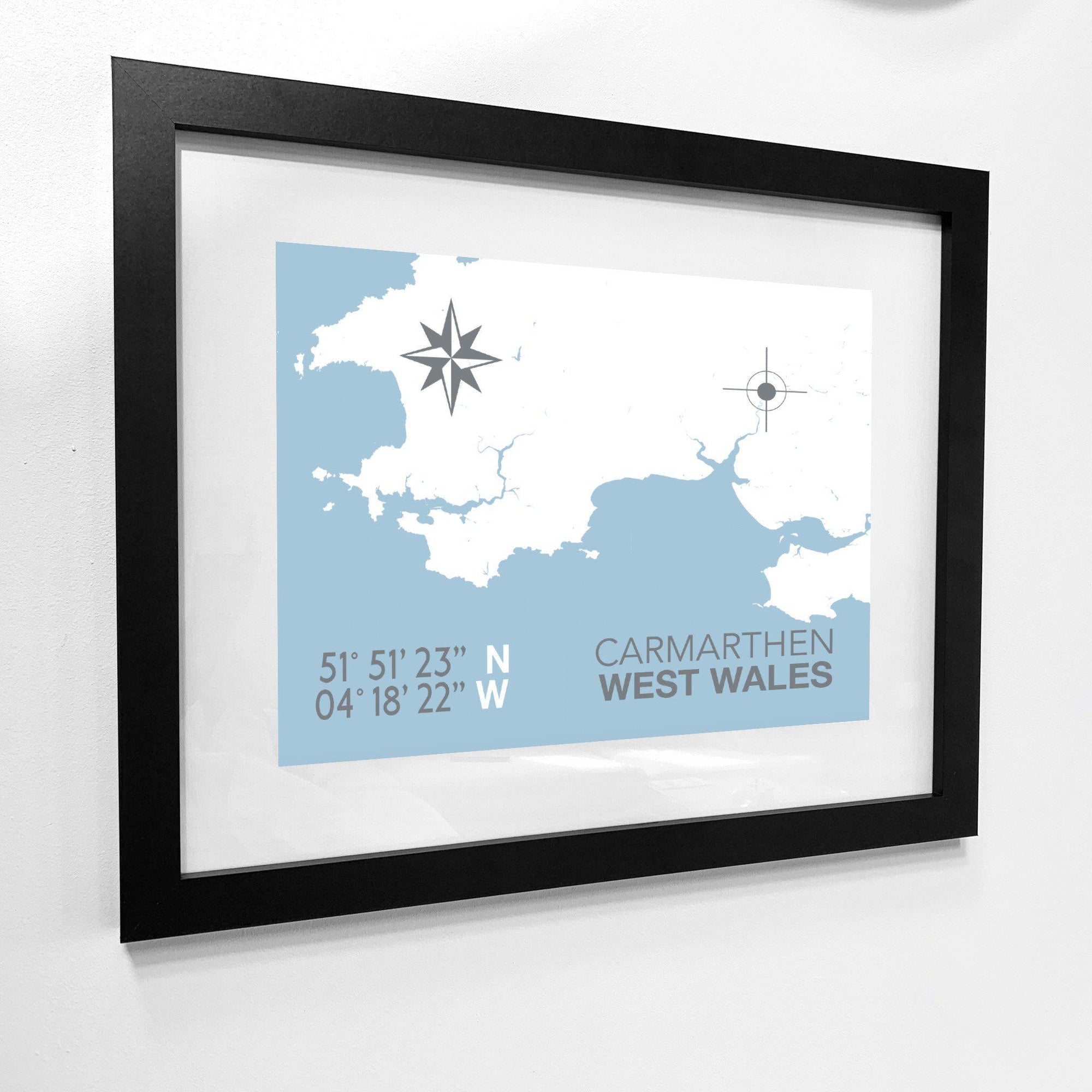 Carmarthen Coastal Map Print-SeaKisses