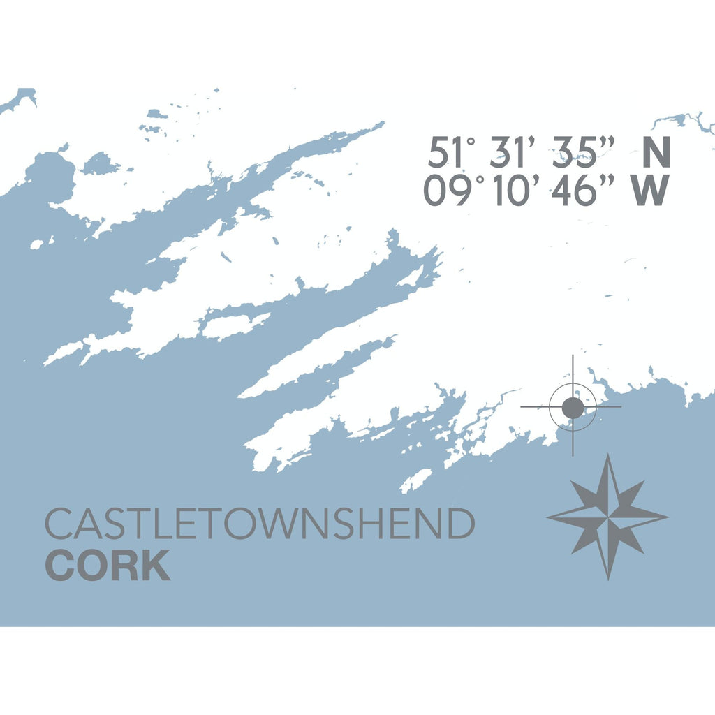 Castletownshend Nautical Map Print - Coastal Wall Art /Poster-SeaKisses