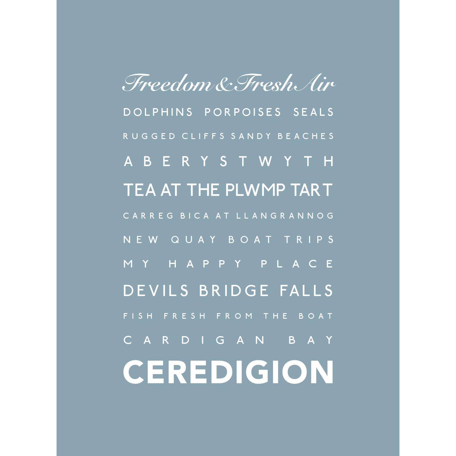 Ceredigion Typographic Print-SeaKisses