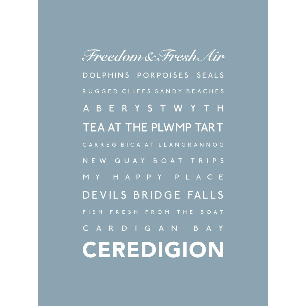 Ceredigion Typographic Seaside Print - Coastal Wall Art /Poster-SeaKisses