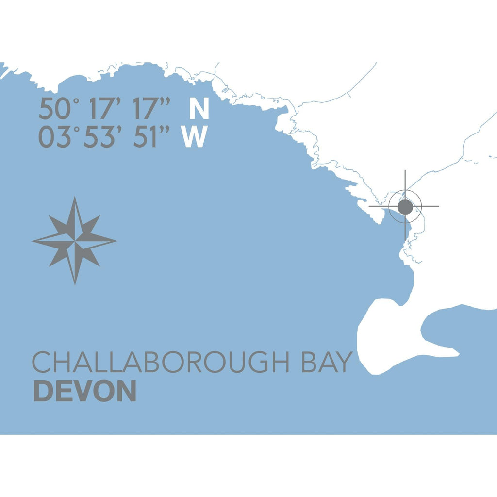 Challaborough Bay Map Travel Print- Coastal Wall Art /Poster-SeaKisses