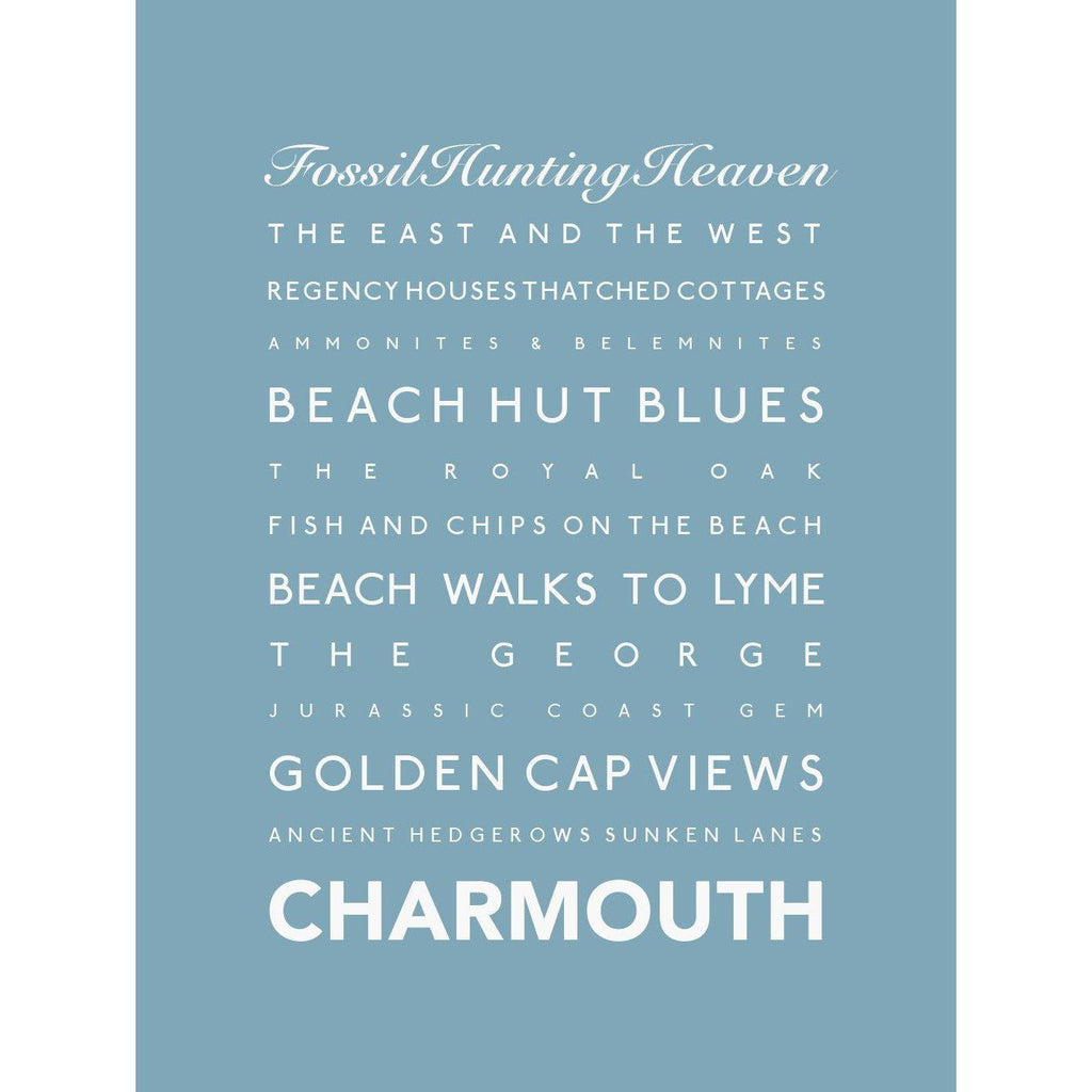 Charmouth Typographic Print- Coastal Wall Art /Poster-SeaKisses