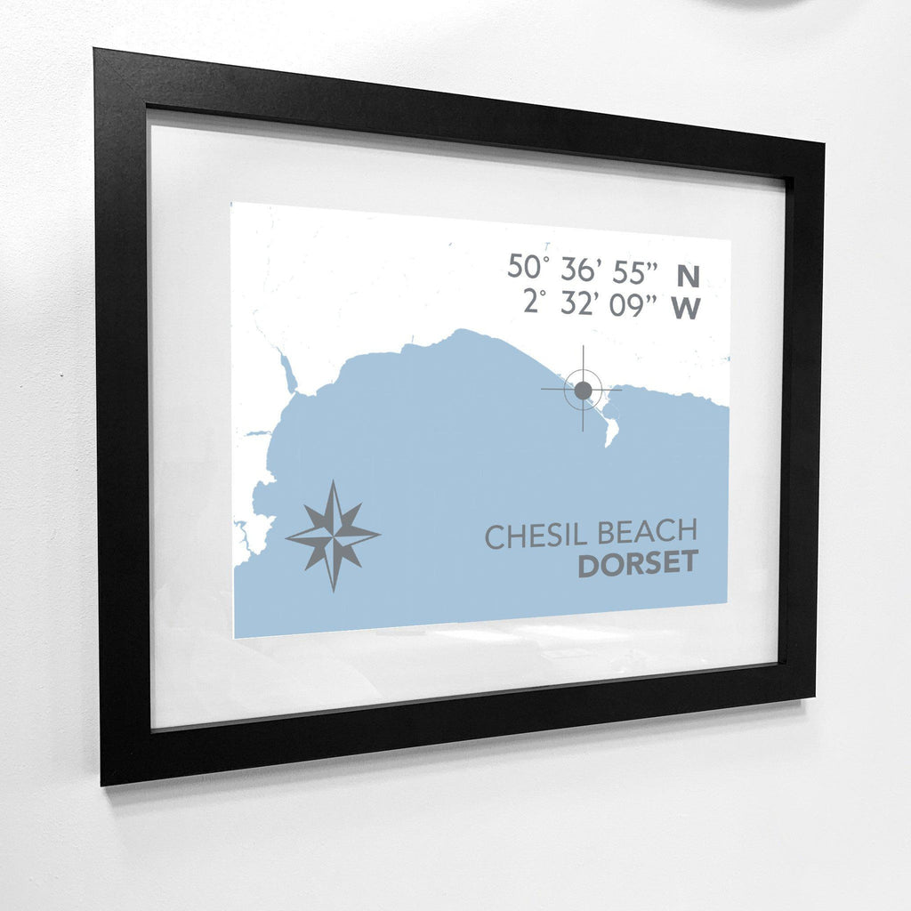 Chesil Beach Map Travel Print- Coastal Wall Art /Poster-SeaKisses