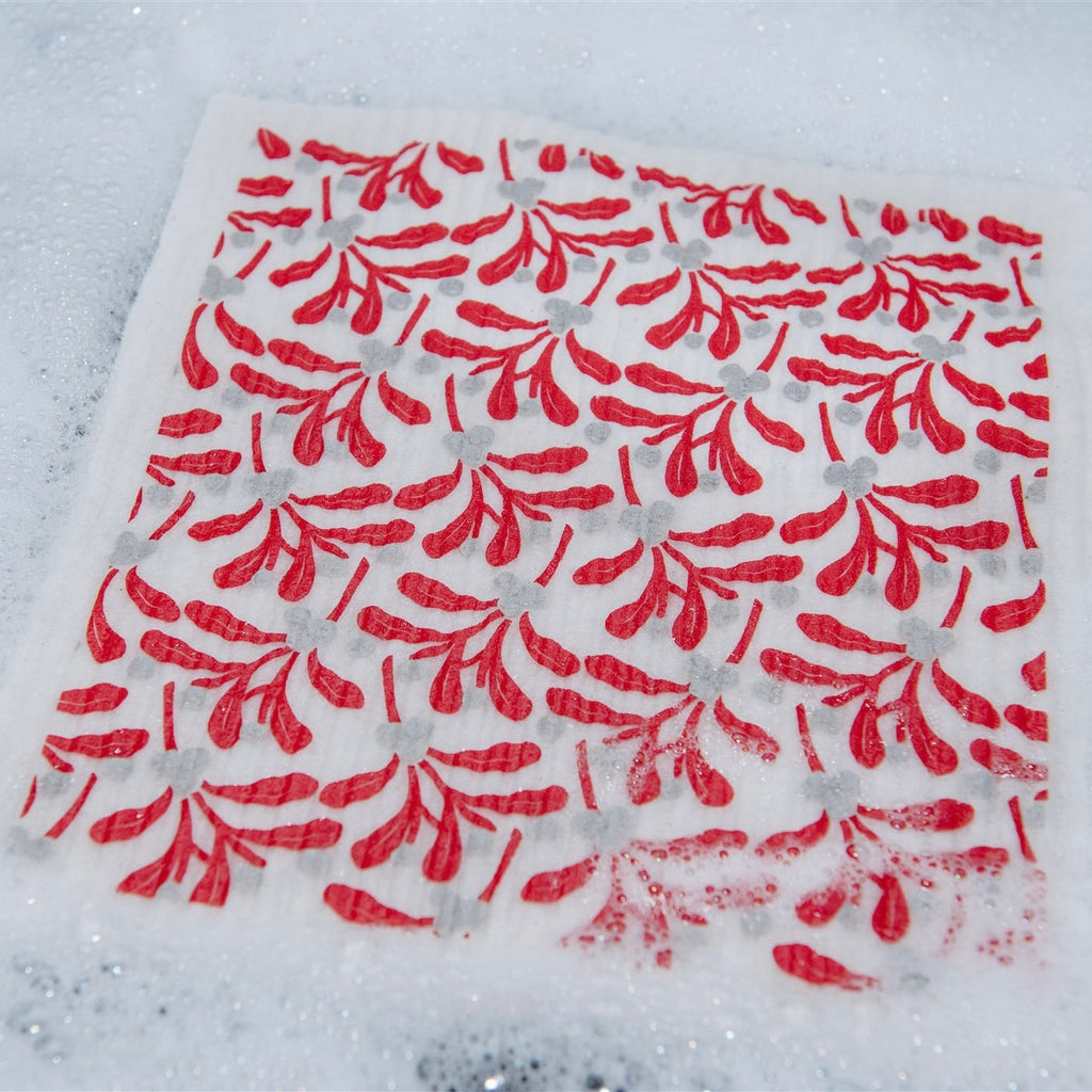 Christmas Mistletoe Swedish Dishcloth-SeaKisses