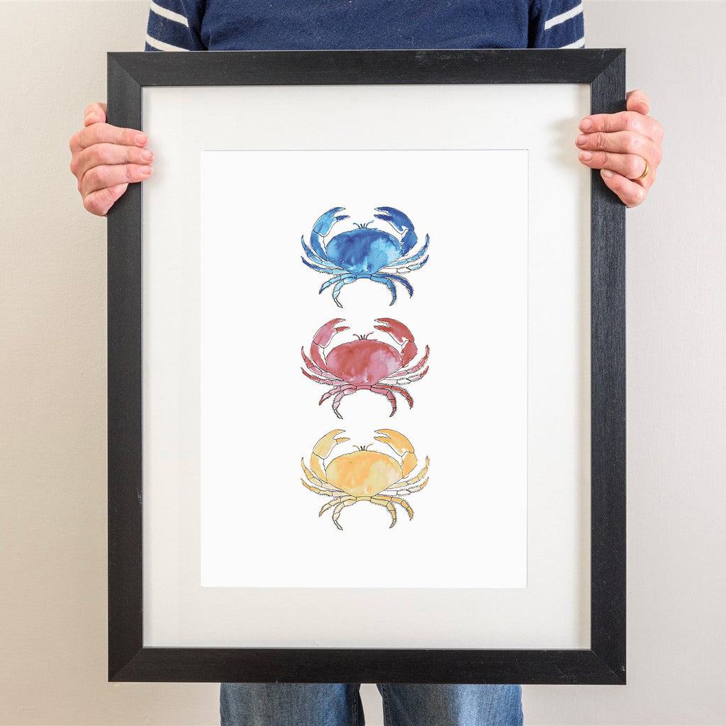 Chromatic Crab Trio - Watercolour Print-SeaKisses