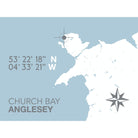 Church Bay, Anglesey Coastal Map Print-SeaKisses