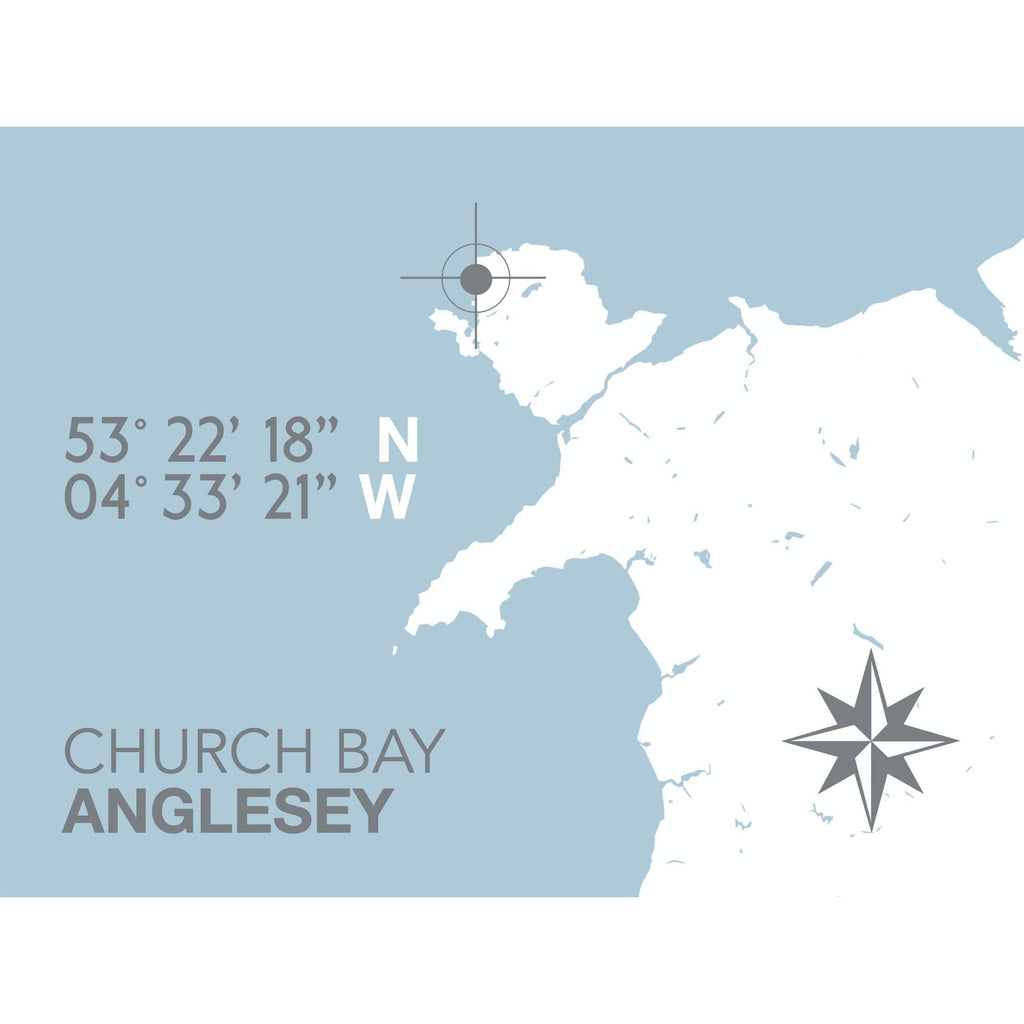 Church Bay, Anglesey Nautical Map Seaside Print - Coastal Wall Art /Poster-SeaKisses