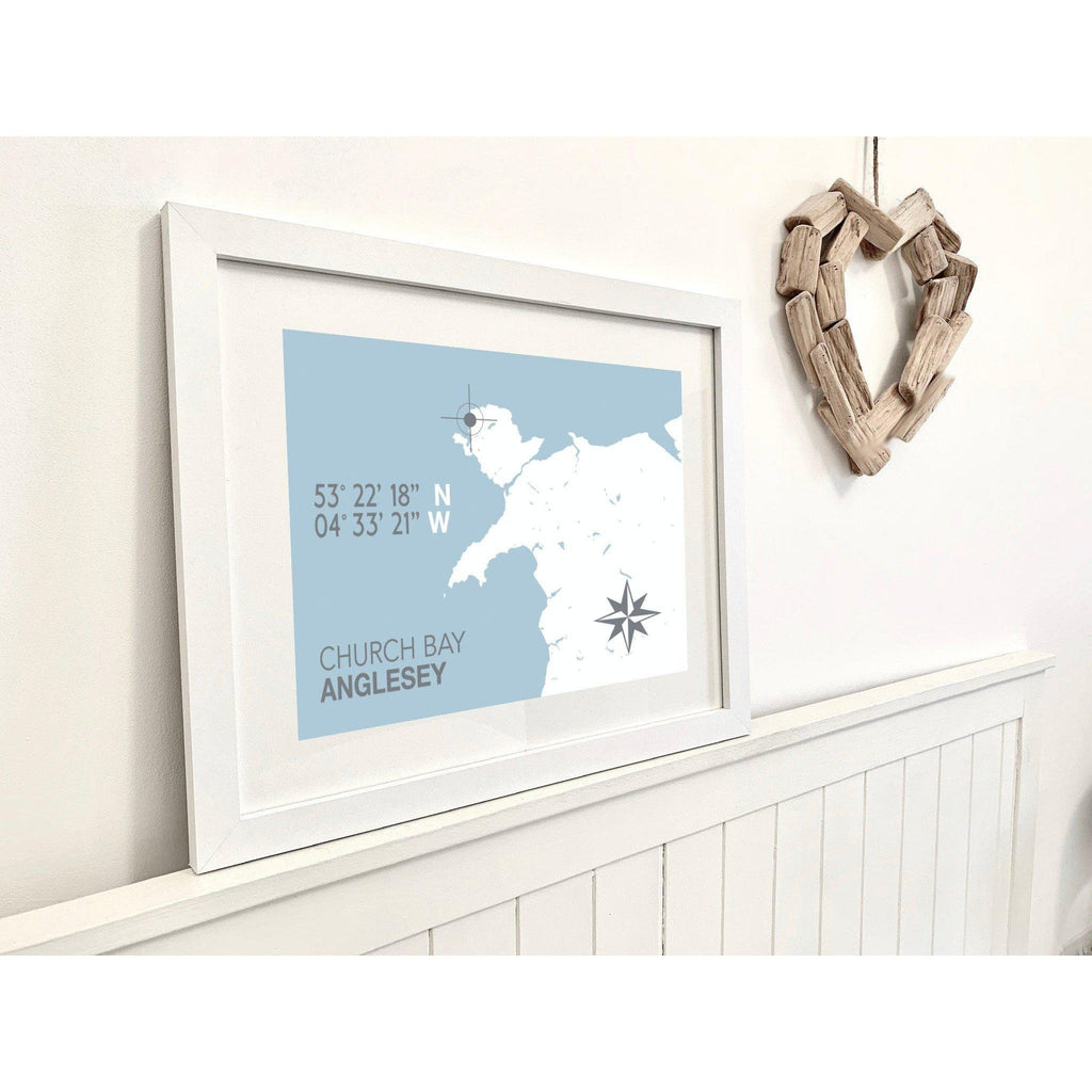 Church Bay, Anglesey Coastal Map Print-SeaKisses