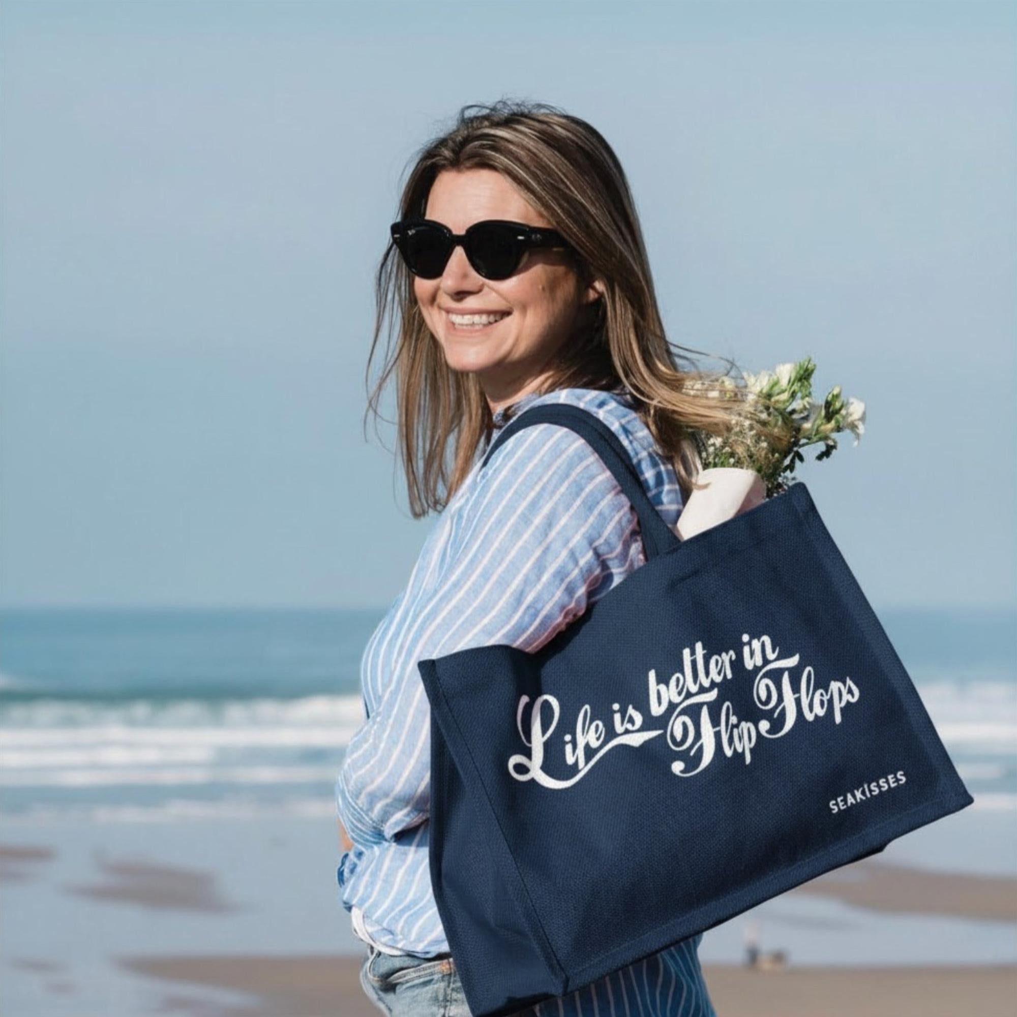 Life is Better in Flip Flops Cute Jute Bags in a Choice of Colours-SeaKisses