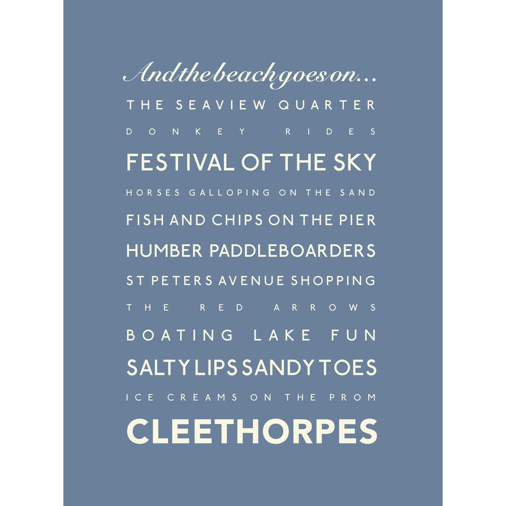 Cleethorpes Typographic Travel Print- Coastal Wall Art /Poster-SeaKisses
