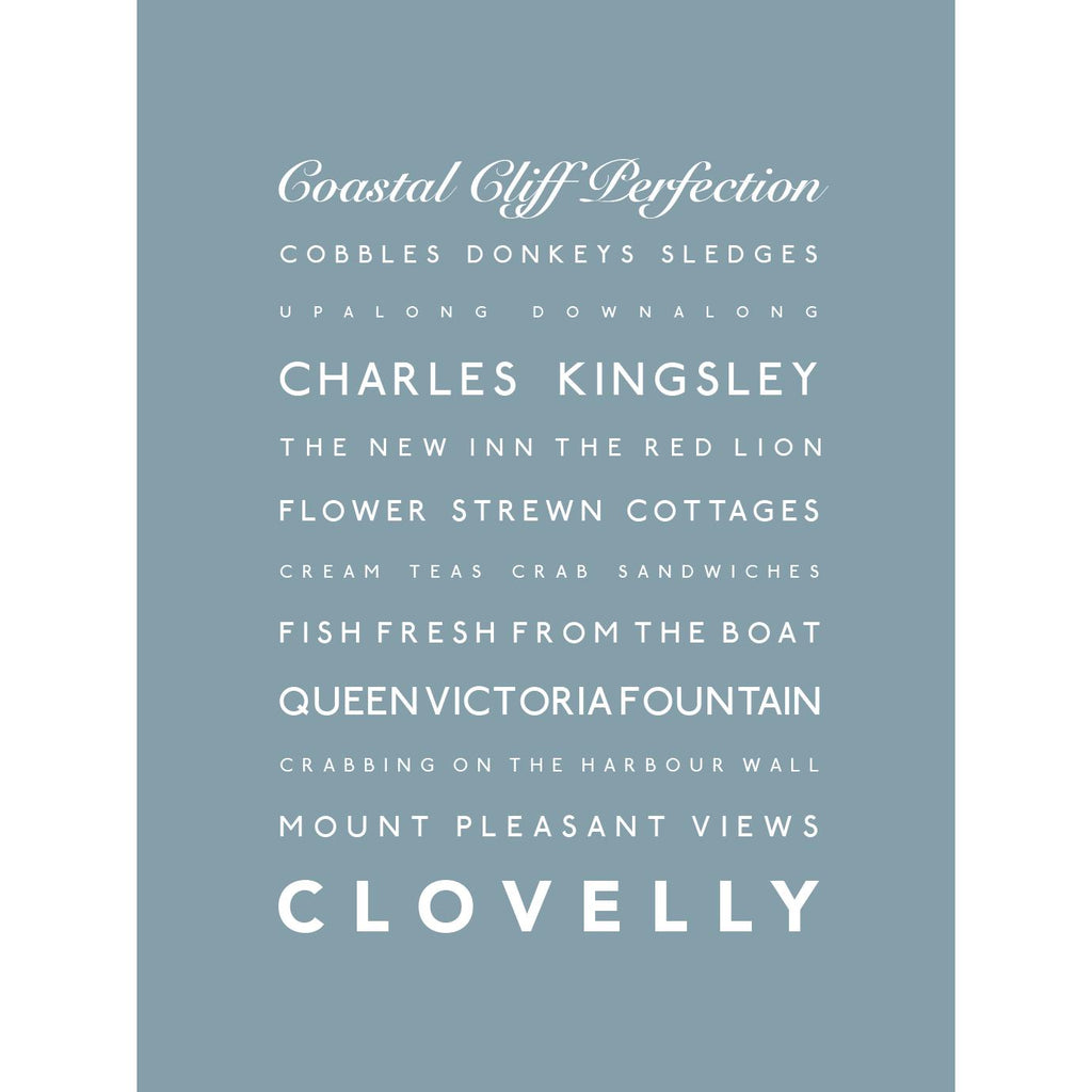 Clovelly Typographic Print - Coastal Wall Art /Poster-SeaKisses