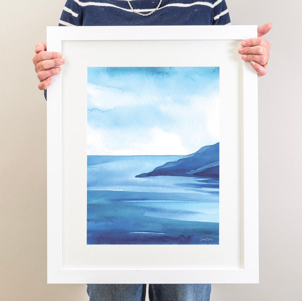 Coastal Landscape Watercolour Print-SeaKisses