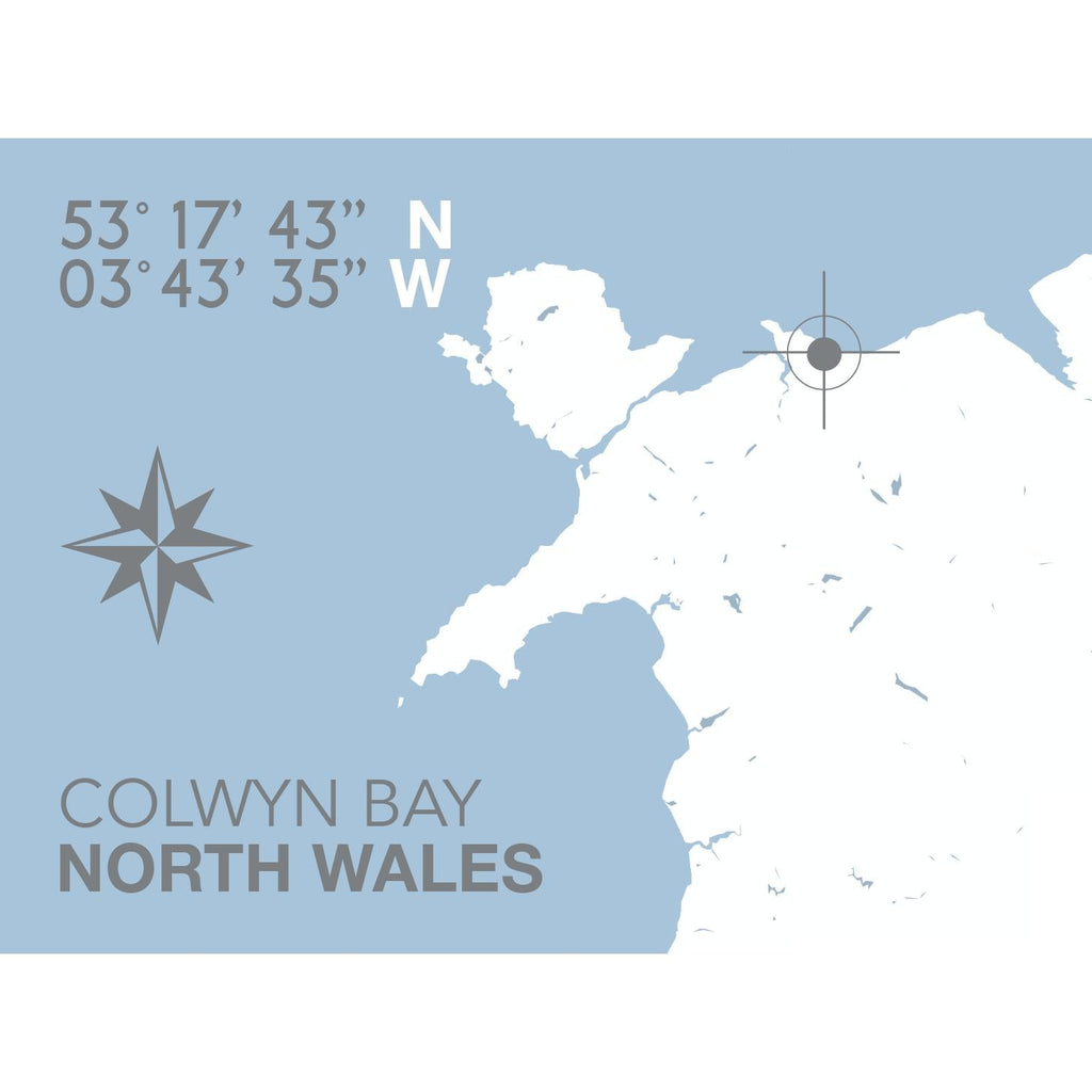 Colwyn Bay Coastal Map Print-SeaKisses